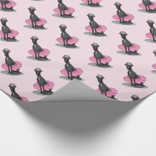 Ballet Ballerina Princess Greyhound Dog (black) Wrapping Paper