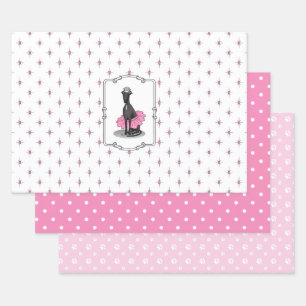 Ballet Ballerina Princess Greyhound Dog (black) Wrapping Paper Sheets