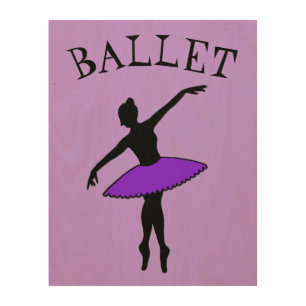 Ballet Ballerina Purple Tutu Silhouette Dance Gift Wood Wall Decor