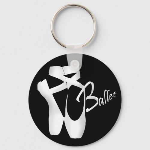 Ballet Ballerina White Pointe Shoes Basic Keychain