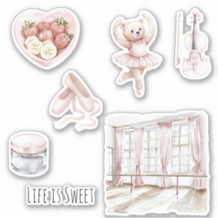 Ballet Bar Teddy Bear Ballet Shoes Fruit Violin Sticker