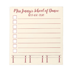 Ballet Barre Dance Studio Teacher Personalized Notepad