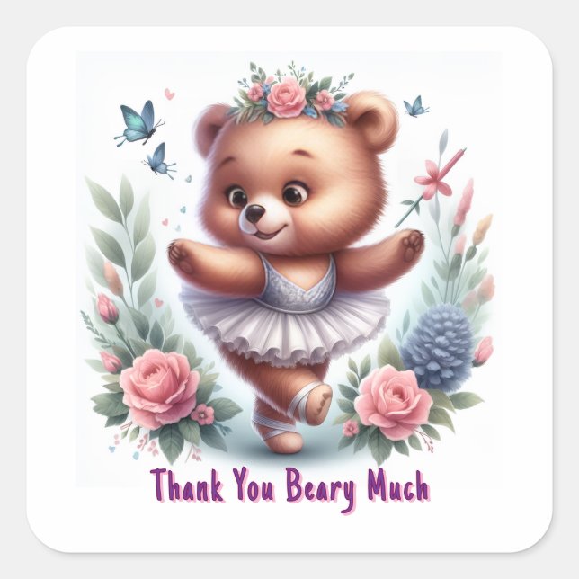 Ballet Bear “Thank You Beary Much” Stickers (Front)