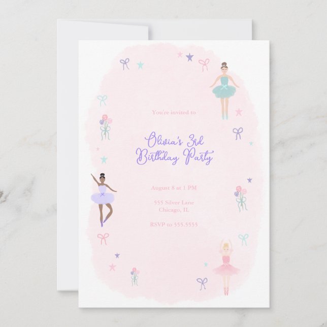 Ballet Birthday Party Invitation (Front)