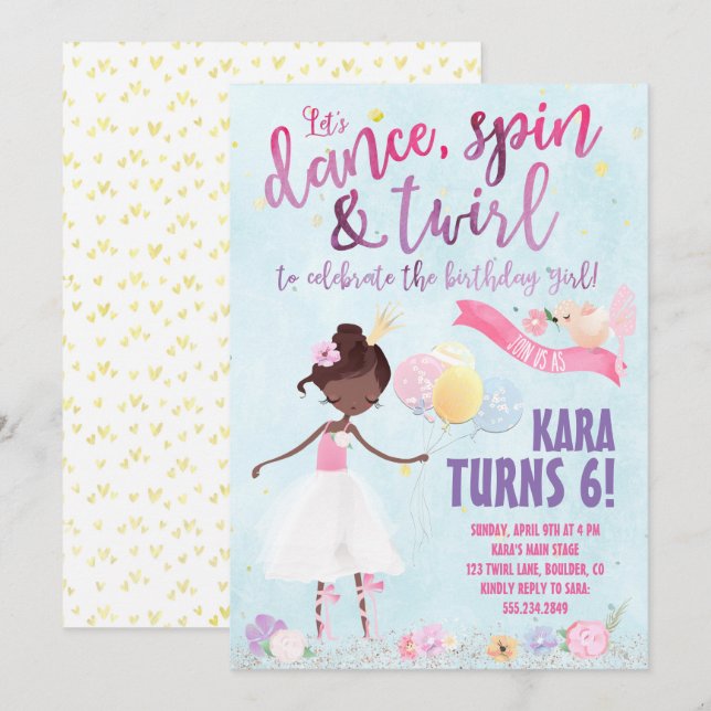 Ballet Birthday Party Invitation (Front/Back)
