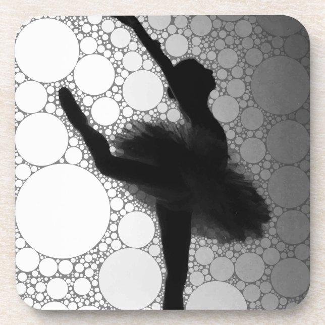 Ballet Black White Dancing Ballerina Coaster (Front)