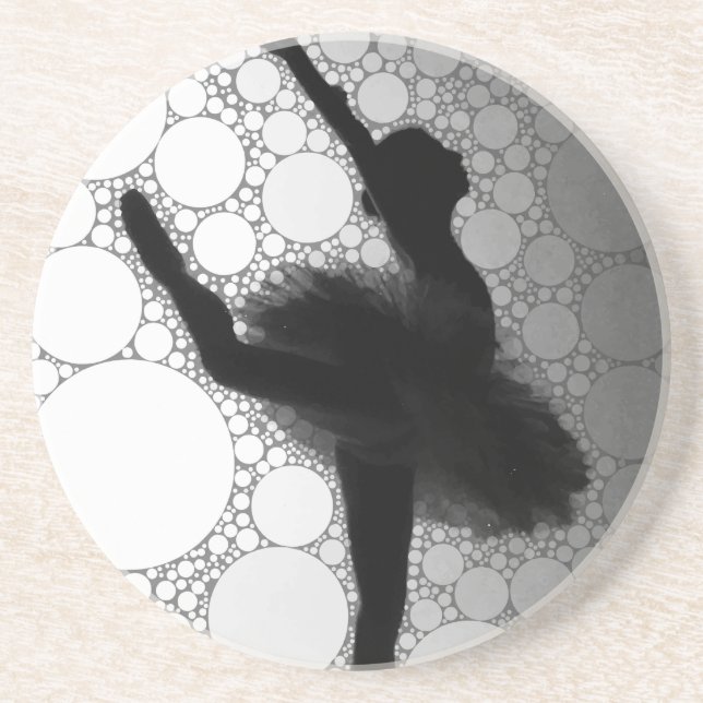 Ballet Black White Dancing Ballerina Coaster (Front)