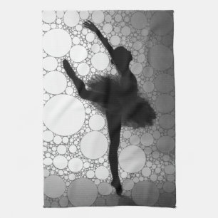 Ballet Black White Dancing Ballerina Kitchen Towel