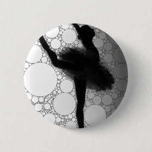 Ballet Black White Dancing Ballerina Pinback Button