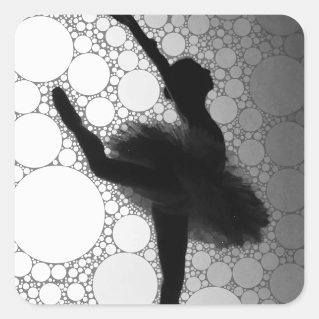 Ballet Black White Dancing Ballerina Square Sticker (Front)