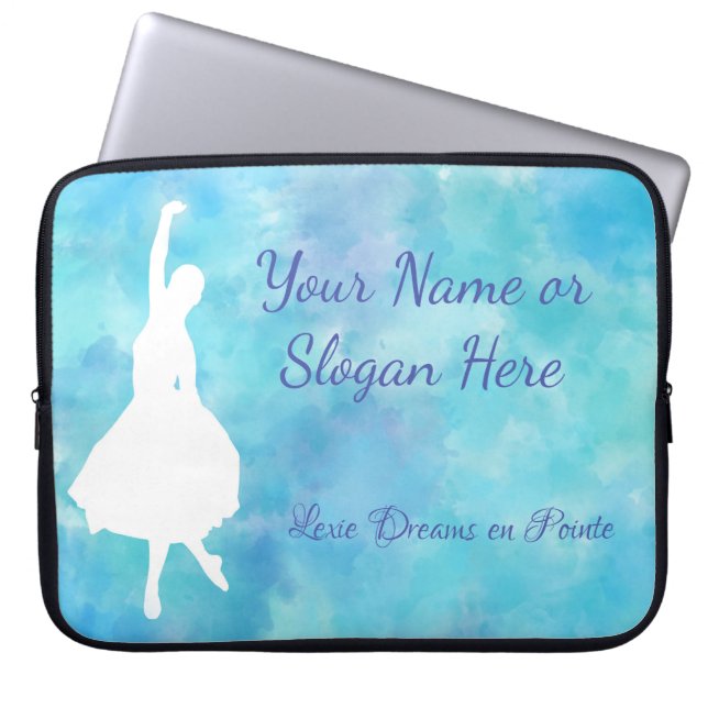 Ballet Blue Watercolor Laptop Sleeve Customizable (Front)