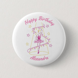 Ballet & Bunting Birthday Badge Button