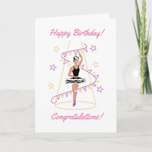 Ballet  Bunting Birthday Card BrownBlack