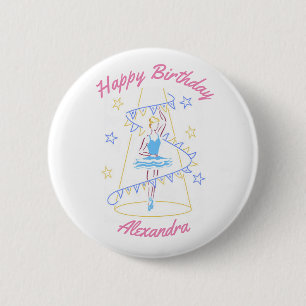 Ballet & Bunting (Blue) Birthday Badge Button