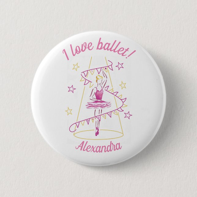 Ballet & Bunting - I Love Ballet badge Button (Front)