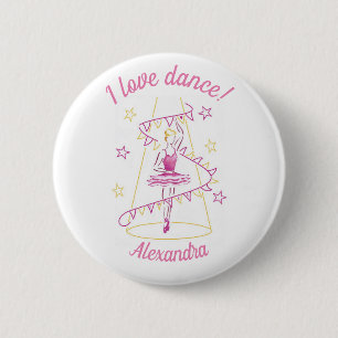 Ballet & Bunting - I Love Dance badge Button