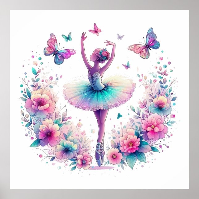 Ballet, Butterflies and Flowers Poster (Front)
