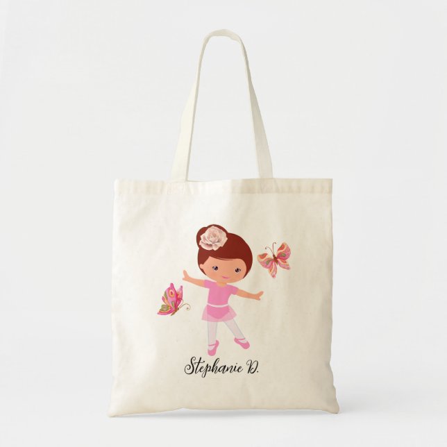 Ballet Butterfly friends Tutu Ballerina Girl Tote Bag (Front)