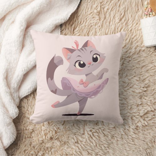 Ballet cat design throw pillow