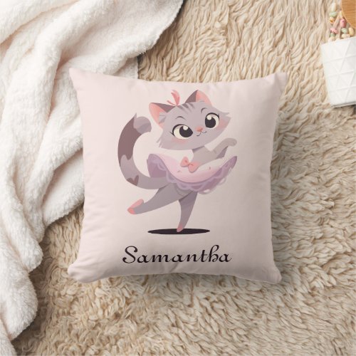 Ballet cat design throw pillow