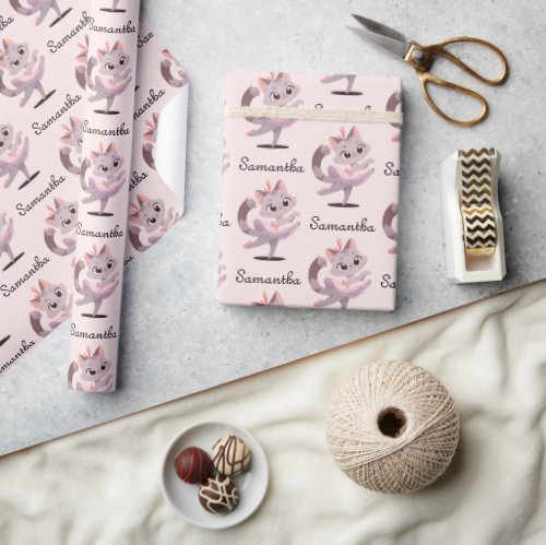 Ballet cat design wrapping paper