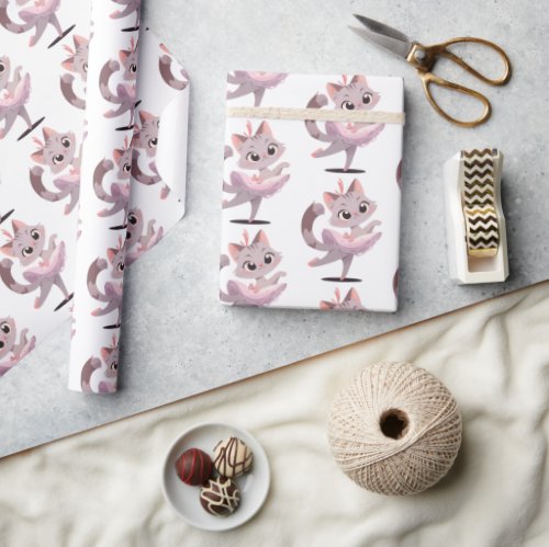 Ballet cat design wrapping paper