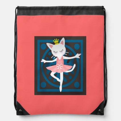 Ballet Cat Drawstring Bag
