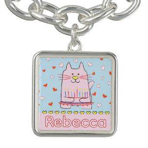 Ballet Cat with Menorah Charm Bracelet