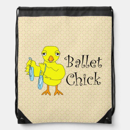 Ballet Chick Text Drawstring Bag