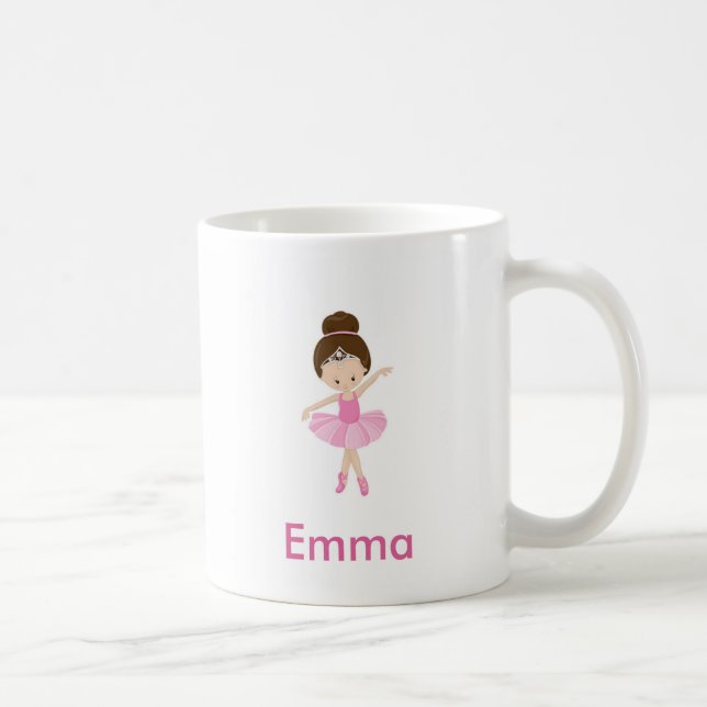 Ballet Class Ballerina Crown Brown Hair Mug (Right)