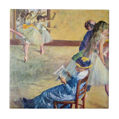 Ballet Class the Dance Hall by Edgar Degas Ceramic Tile