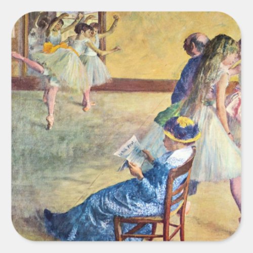 Ballet Class the Dance Hall by Edgar Degas Square Sticker