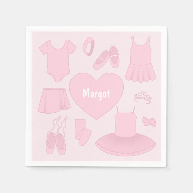 Ballet Clothes Paper Napkin - Pink Background (Front)