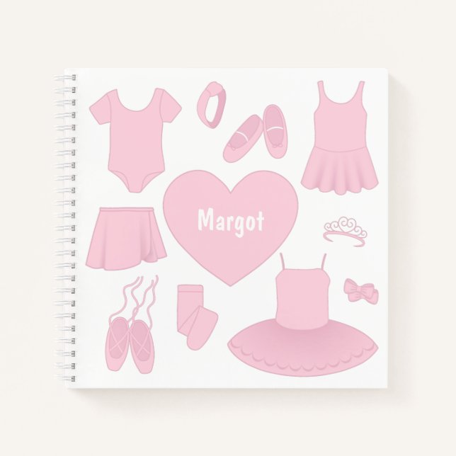 Ballet Clothes Square Notebook - White Background (Front)