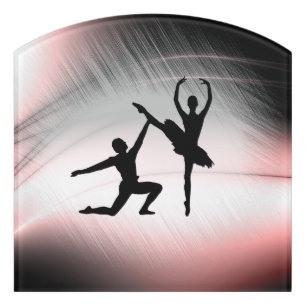 Ballet Couple Dance Pink Accent Door Sign