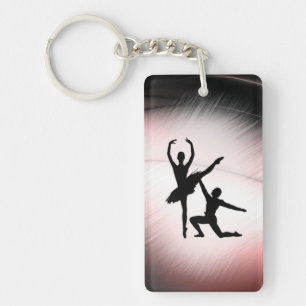 Ballet Couple Dance Pink Accent Keychain