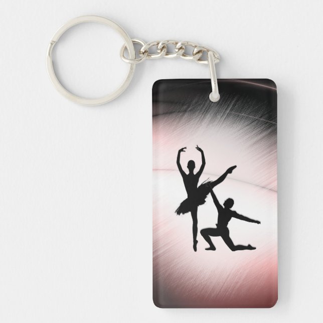 Ballet Couple Dance Pink Accent Keychain (Front)