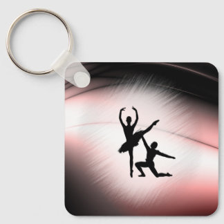 Ballet Couple Dance Pink Accent Keychain