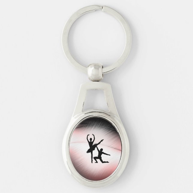 Ballet Couple Dance Pink Accent Keychain (Front)
