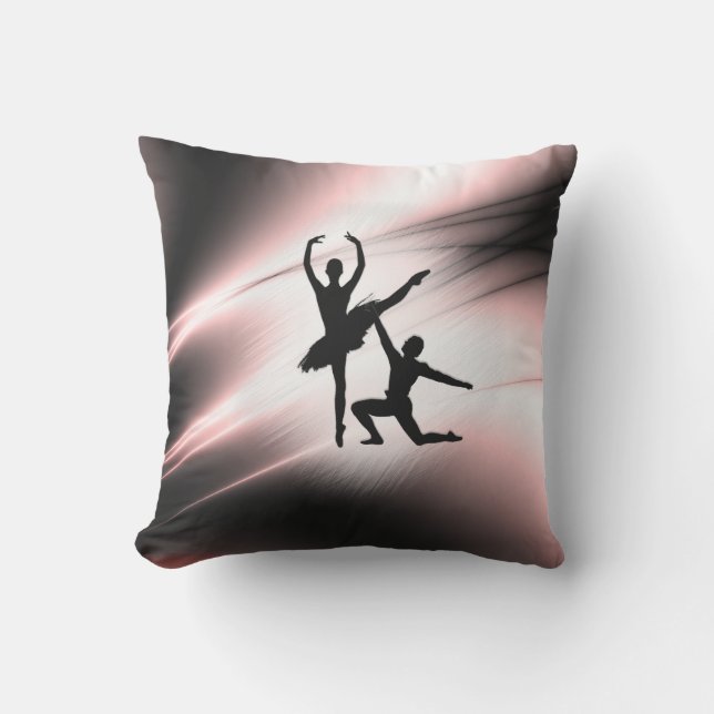 Ballet Couple Dance Pink Accent Outdoor Pillow (Front)