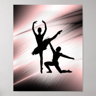 Ballet Couple Dance Pink Accent Poster