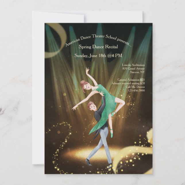 Ballet Couple Dance Recital Invitation (Front)