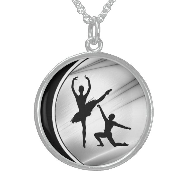 Ballet Couple Dance Sterling Silver Necklace (Front)