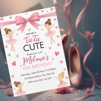 Ballet Cute Girls' Pastel Ballerina Birthday Invitation