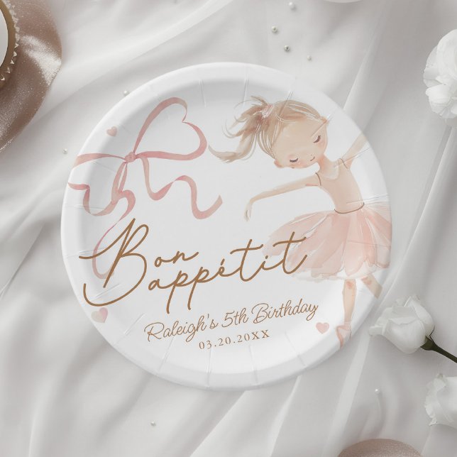 Ballet Cute Girls' Pastel Ballerina Birthday Paper Plates (Creator Uploaded)