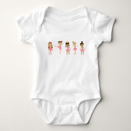 Ballet Cute Pink Ballerinas Dancing  Baby Bodysuit