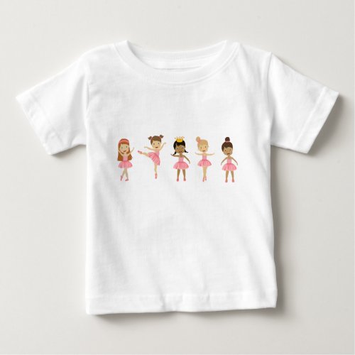 Ballet Cute Pink Ballerinas Dancing  Baby T_Shirt