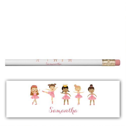 Ballet Cute Pink Ballerinas Dancing Girl Name Pencil