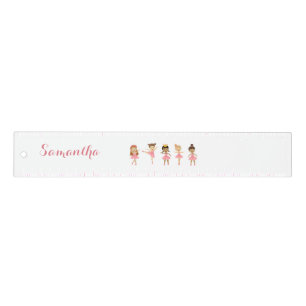 Ballet Cute Pink Ballerinas Dancing Girl Name Ruler