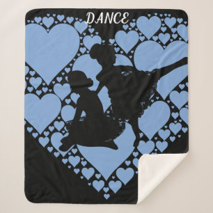 Ballet dance blanket with ballerinas & blue heart.